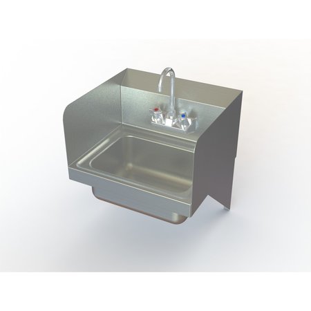 AERO MANUFACTURING Heavy Duty NSF Hand Sink W/ Faucet And Basket Drain & Side Splashes HSF2S